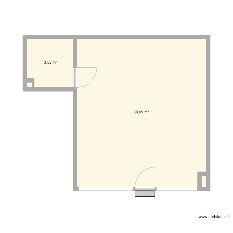 Plan boutique 1. Plan de 4 pièces et 35 m2