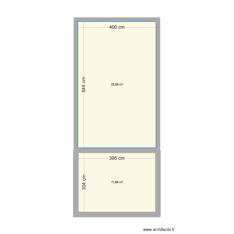 jerba. Plan de 2 pièces et 38 m2