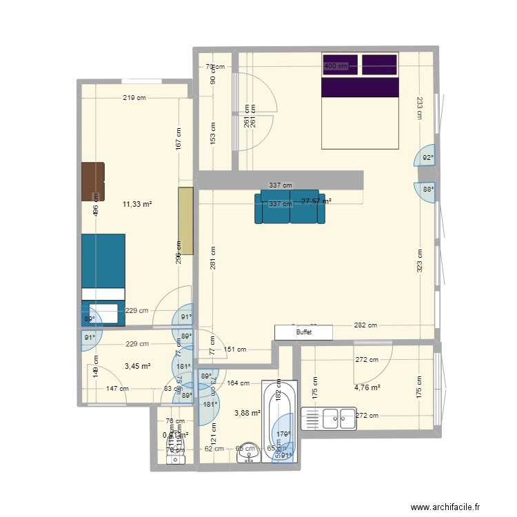 ermont. Plan de 6 pièces et 52 m2