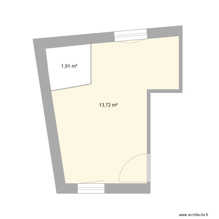 RDC 1er gauche. Plan de 2 pièces et 18 m2