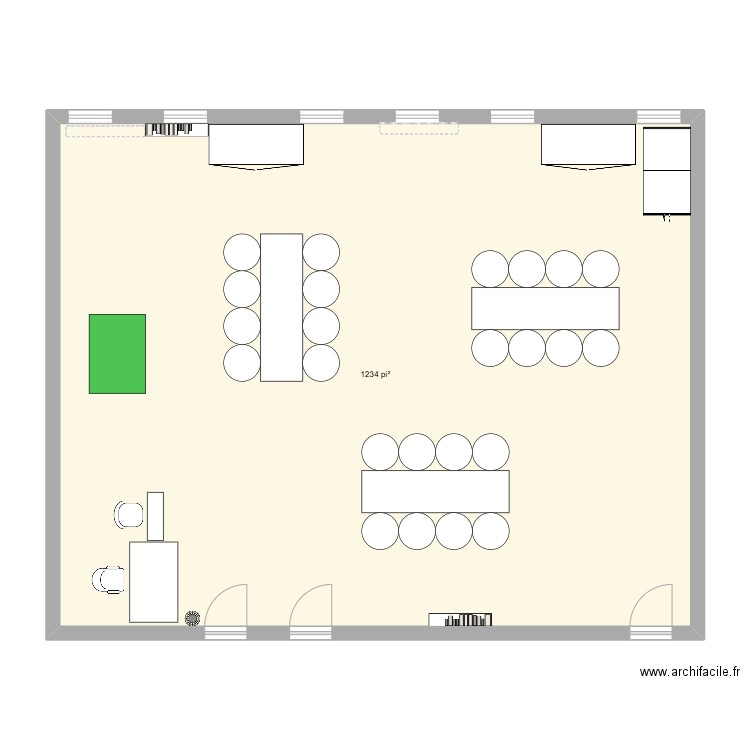 classe final. Plan de 1 pièce et 115 m2