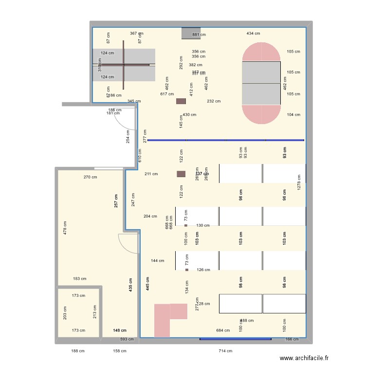 nouvelle salle 6bis. Plan de 3 pièces et 116 m2