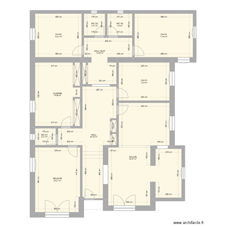 RDC - Villa Labidi - La Marsa. Plan de 11 pièces et 175 m2