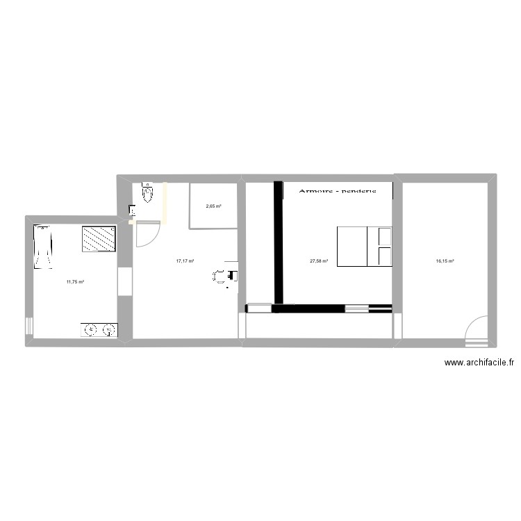 Étage. Plan de 5 pièces et 78 m2