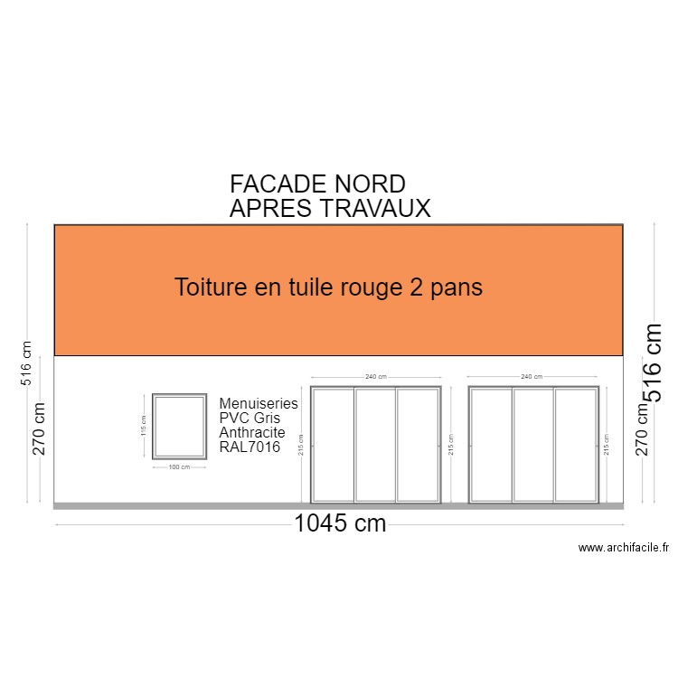 dp4 facade nord apres travaux. Plan de 0 pièce et 0 m2