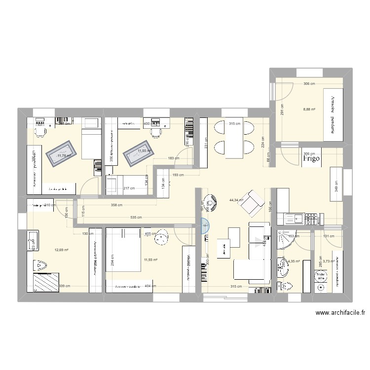 Justi_v3. Plan de 8 pièces et 109 m2