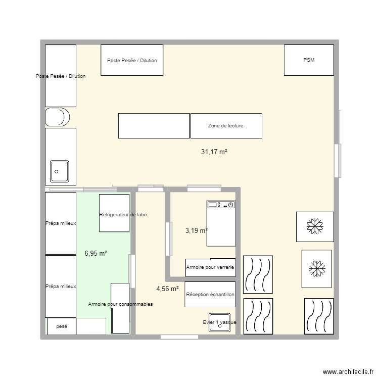 LABO-BF. Plan de 4 pièces et 46 m2