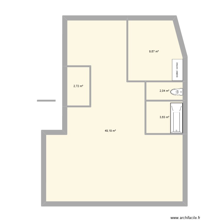 ares rdc. Plan de 5 pièces et 67 m2