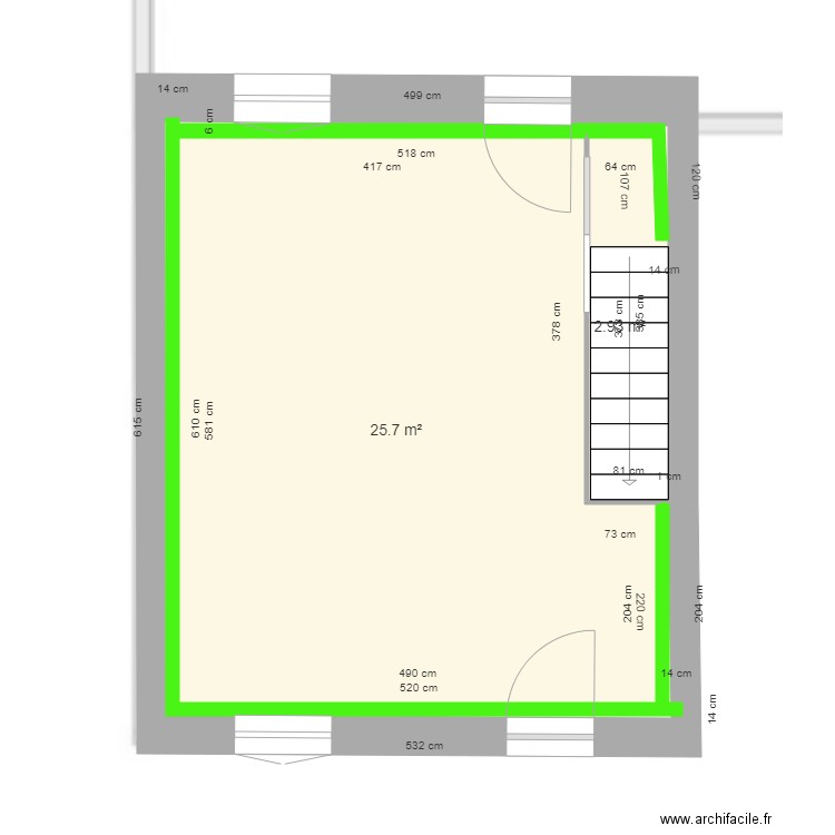 Mélanie RDC isolation. Plan de 2 pièces et 29 m2