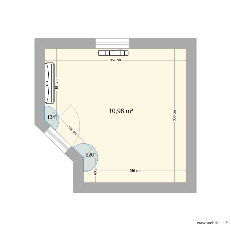 chambre Louis. Plan de 1 pièce et 11 m2