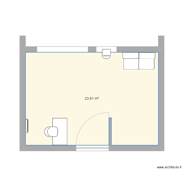 CAFE PIECE 1. Plan de 1 pièce et 24 m2