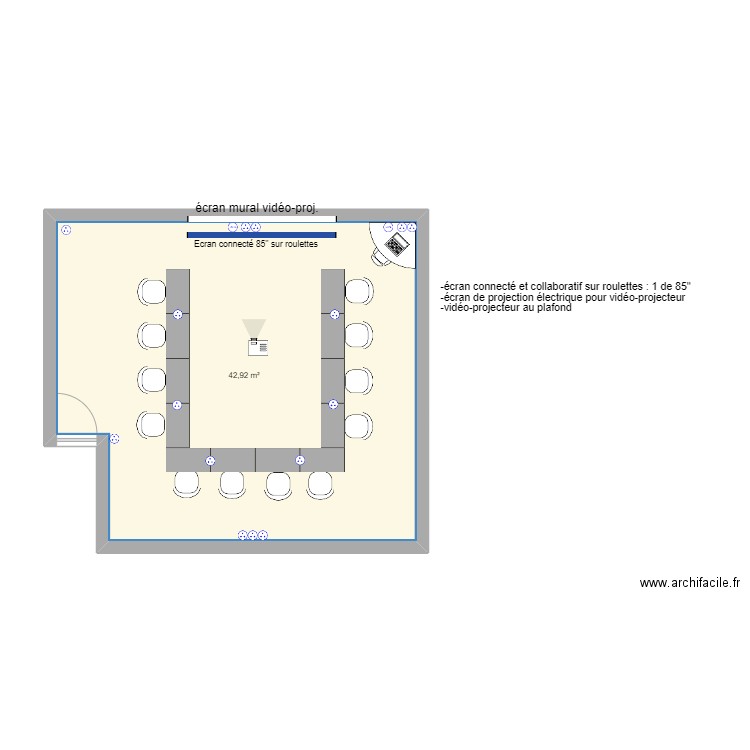 salle de formation 4. Plan de 1 pièce et 43 m2