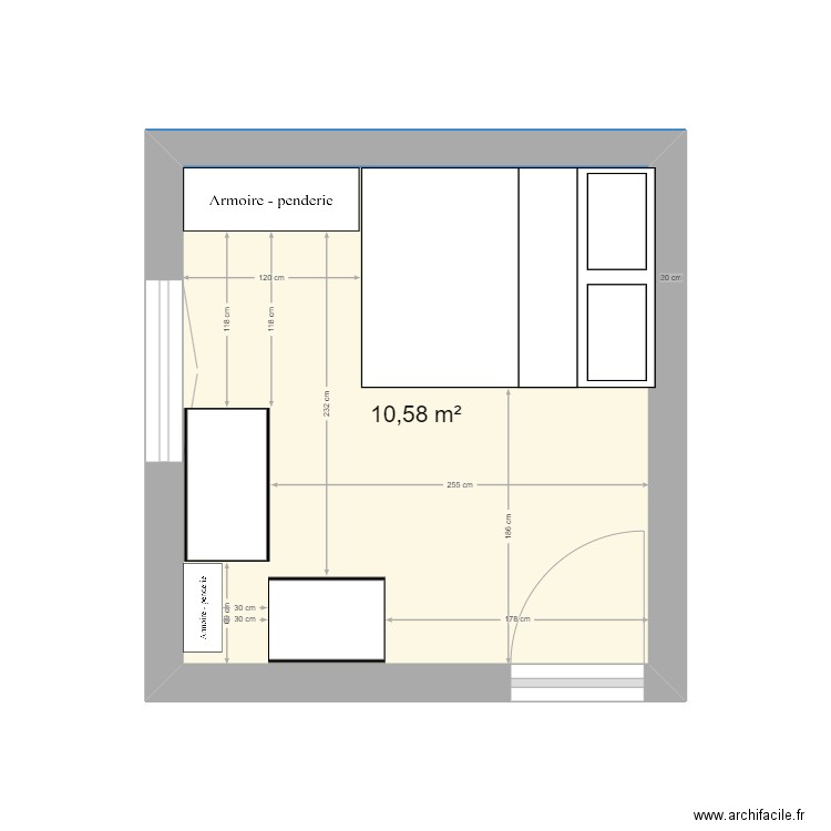 AAAA. Plan de 1 pièce et 11 m2