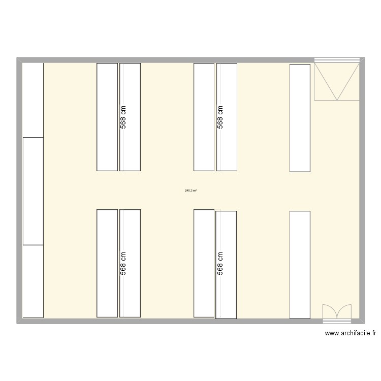 injection. Plan de 1 pièce et 240 m2