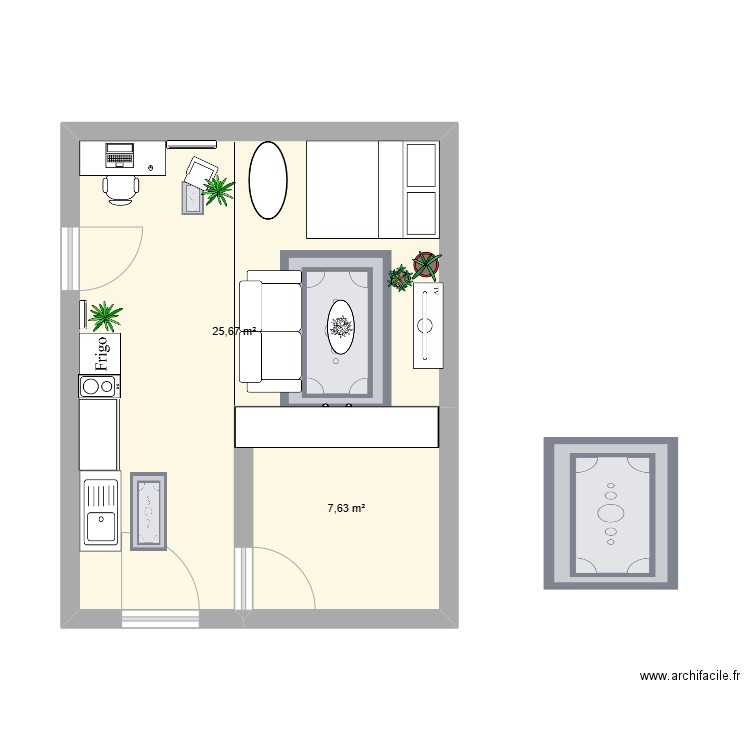 Appartement 1. Plan de 2 pièces et 33 m2