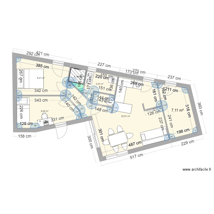 AU PROPRE. Plan de 7 pièces et 52 m2