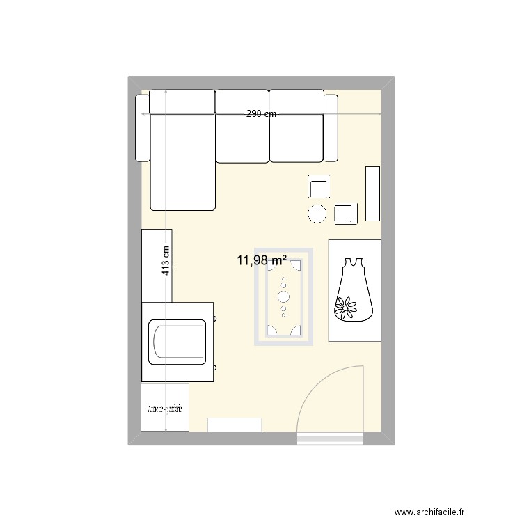 Chambre enfant. Plan de 1 pièce et 12 m2