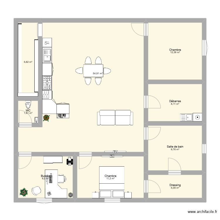 maison de nous. Plan de 9 pièces et 118 m2