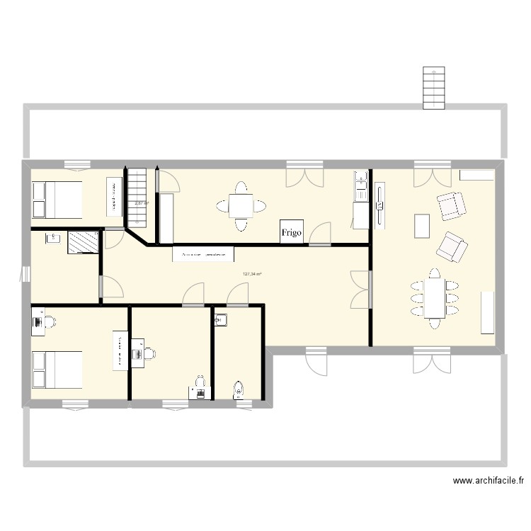 maison alexis. Plan de 2 pièces et 130 m2