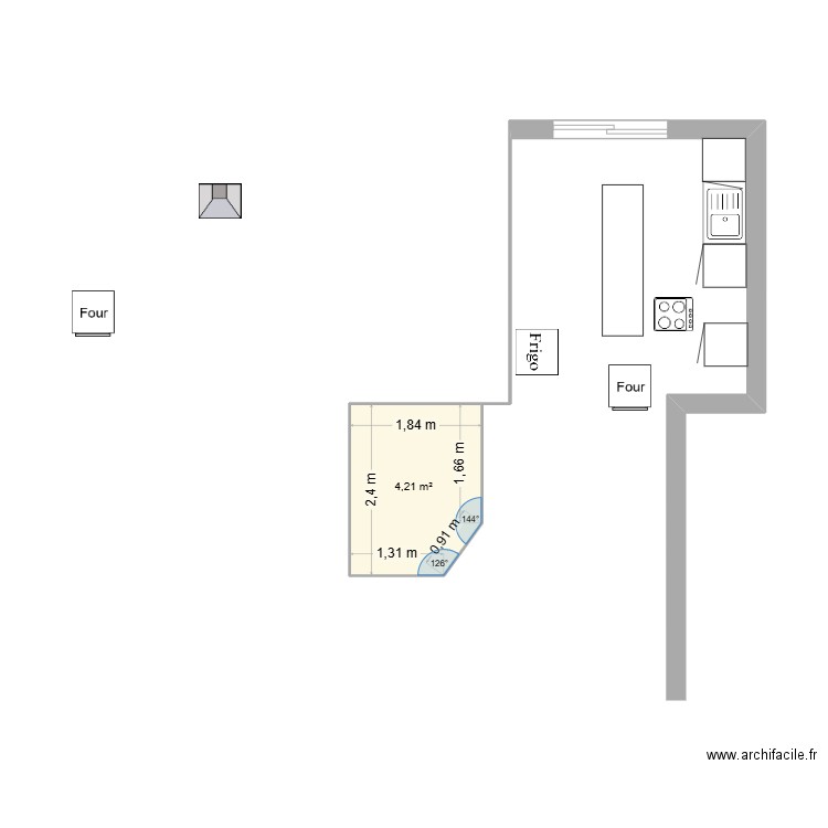 Cuisine Muzillac. Plan de 1 pièce et 4 m2