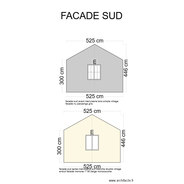 facade sud avant et apres17. Plan de 0 pièce et 0 m2