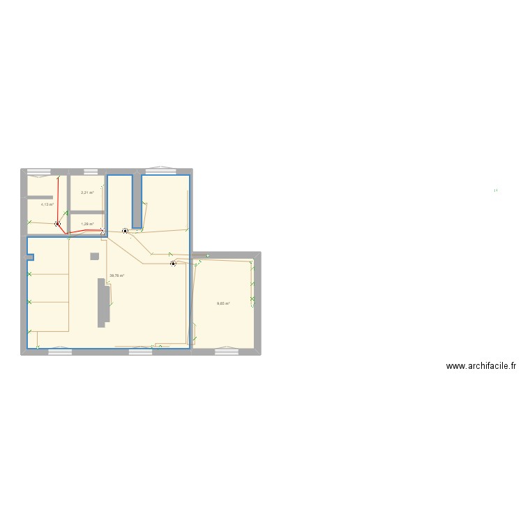 Electricité - Plan Lumière. Plan de 5 pièces et 57 m2