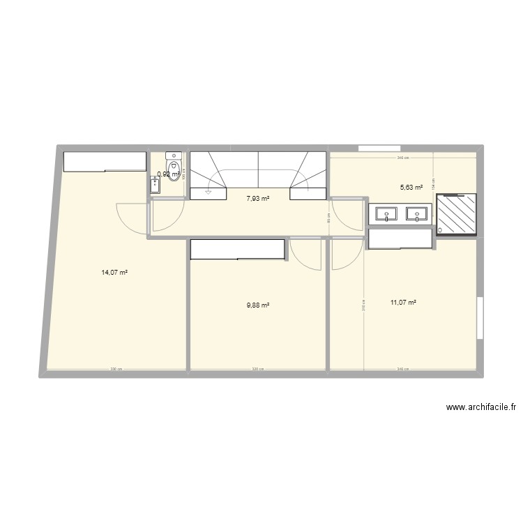 Etage_20/10. Plan de 6 pièces et 50 m2