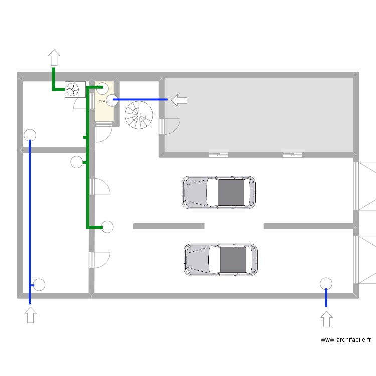 chantier. Plan de 3 pièces et 49 m2