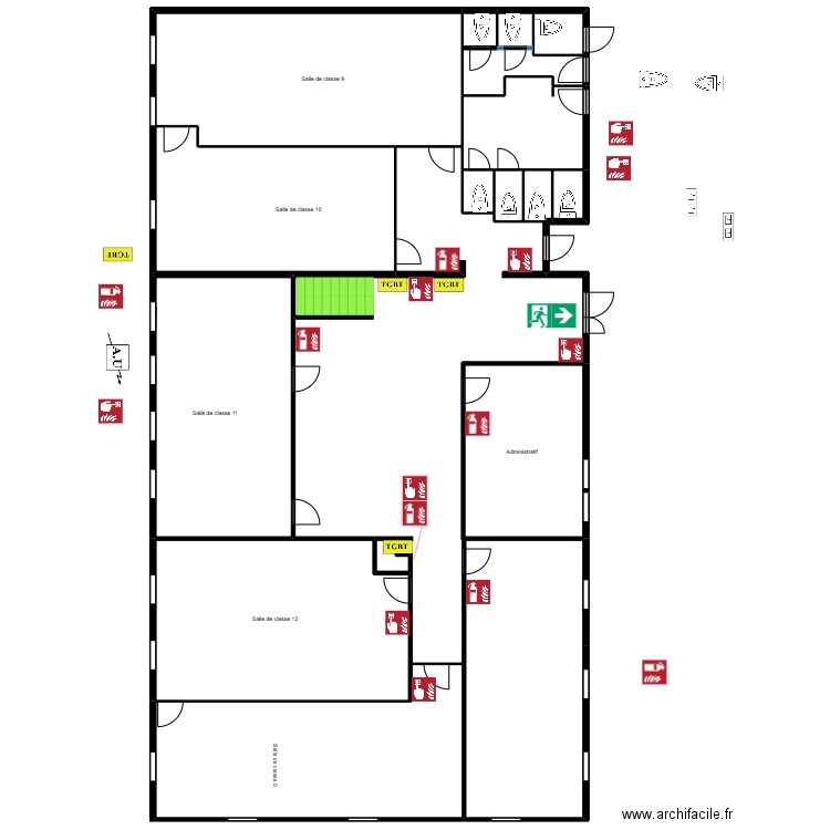 Olivier rdc A étage 1. Plan de 15 pièces et 1875 m2