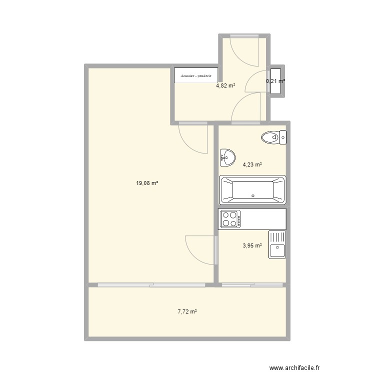 C04. Plan de 6 pièces et 40 m2