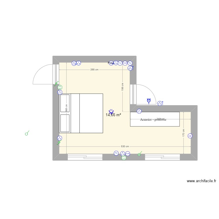 maison beton mat. Plan de 1 pièce et 15 m2