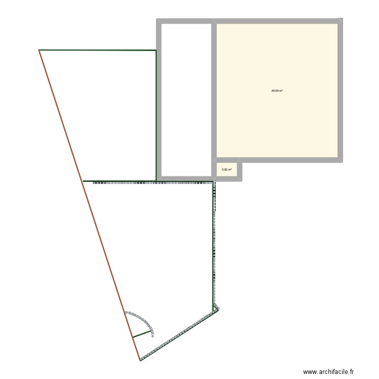 allee. Plan de 2 pièces et 51 m2