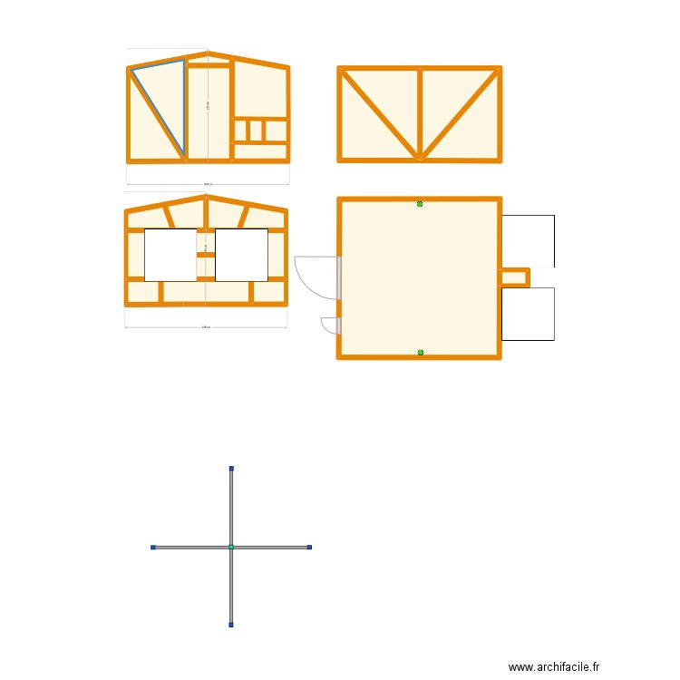 poules. Plan de 20 pièces et 23 m2