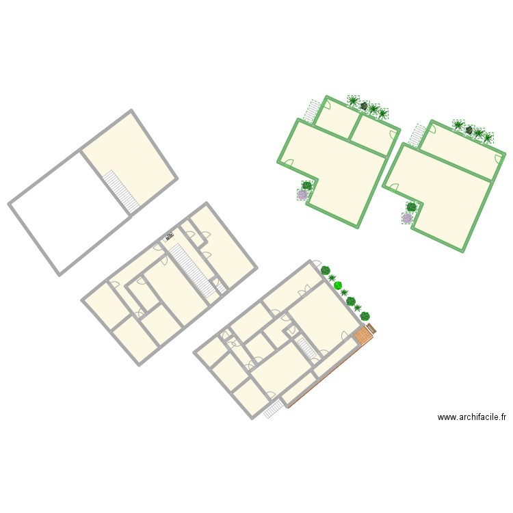 les soleils. Plan de 34 pièces et 1335 m2