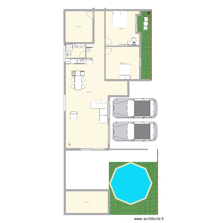 Maison pamatai. Plan de 5 pièces et 136 m2