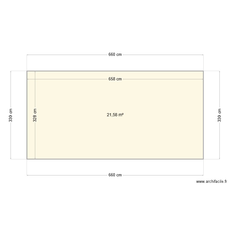 Plan carport avec logiciel vue arrière. Plan de 1 pièce et 22 m2