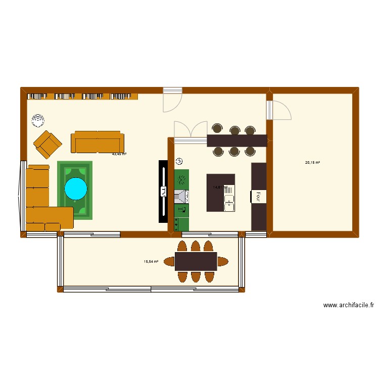 maison rdc. Plan de 4 pièces et 94 m2