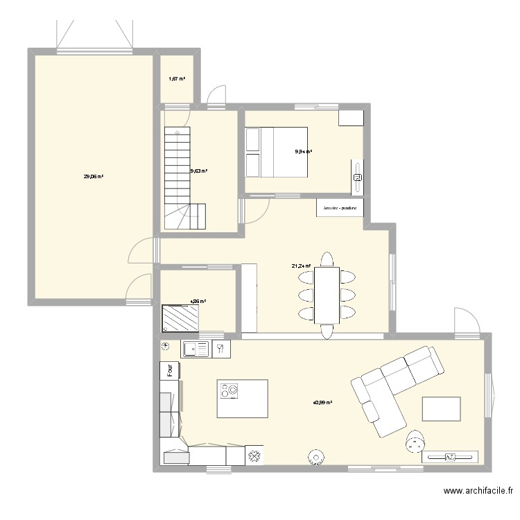 plan 1. Plan de 7 pièces et 117 m2