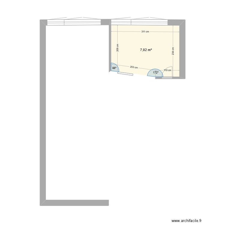 DONBOSCO1. Plan de 1 pièce et 7 m2