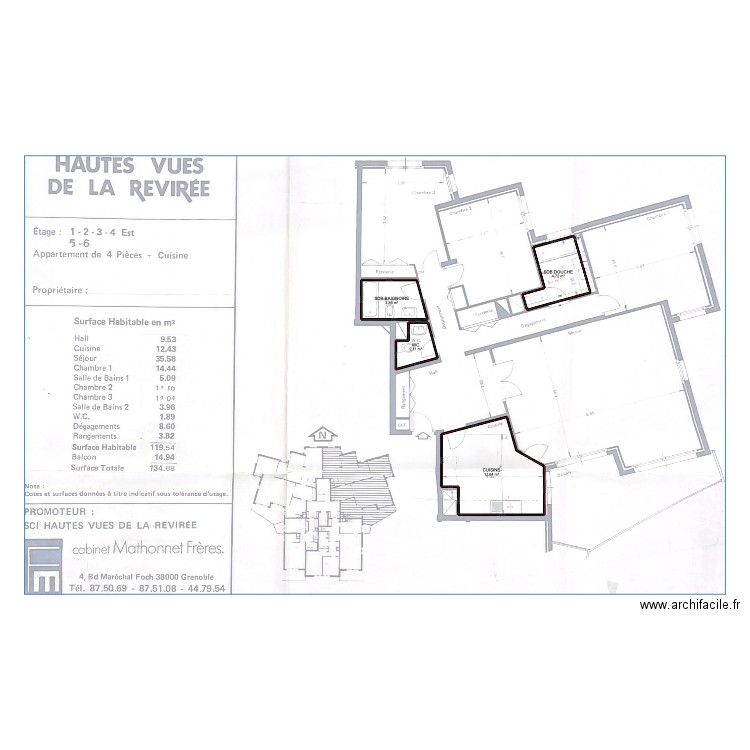 TLS. Plan de 4 pièces et 23 m2