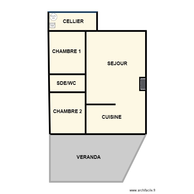 LETALEC. Plan de 6 pièces et 96 m2