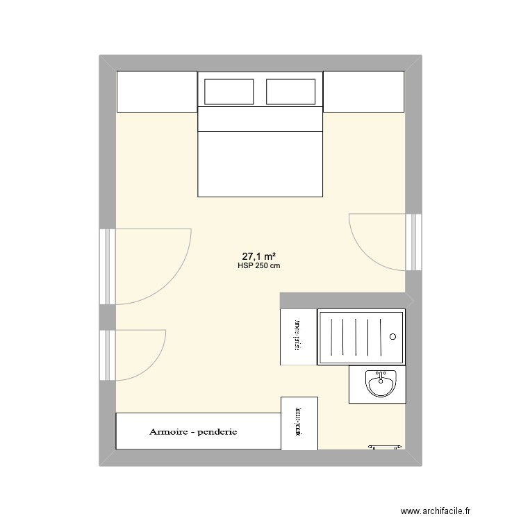 Chambre 2. Plan de 1 pièce et 27 m2