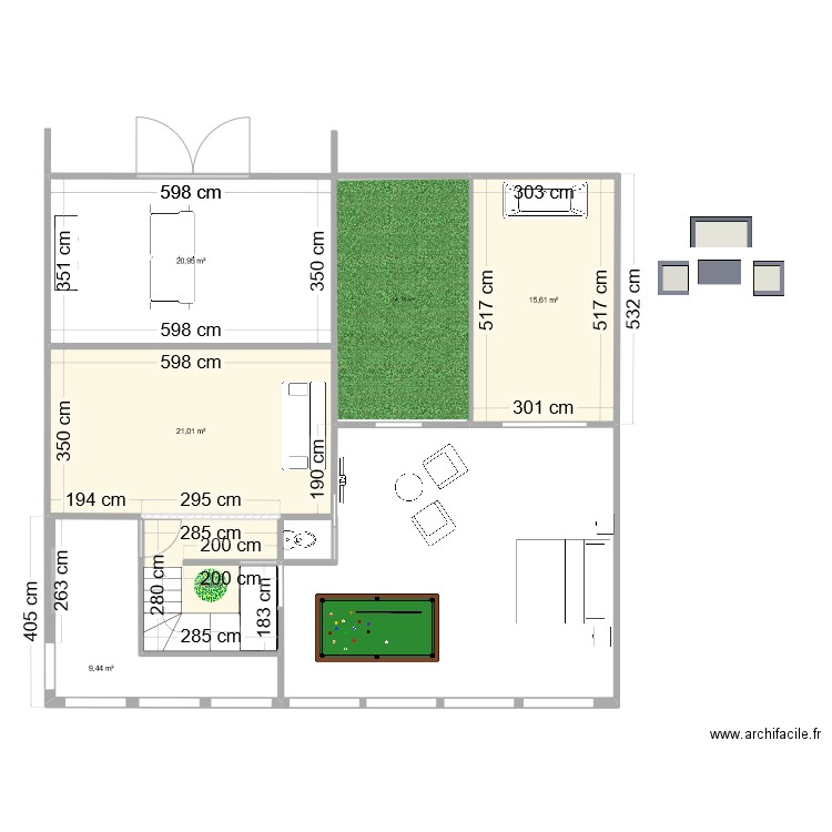 Djounayd R+1. Plan de 5 pièces et 75 m2