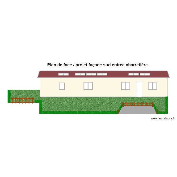 Plan de face. Plan de 2 pièces et 57 m2