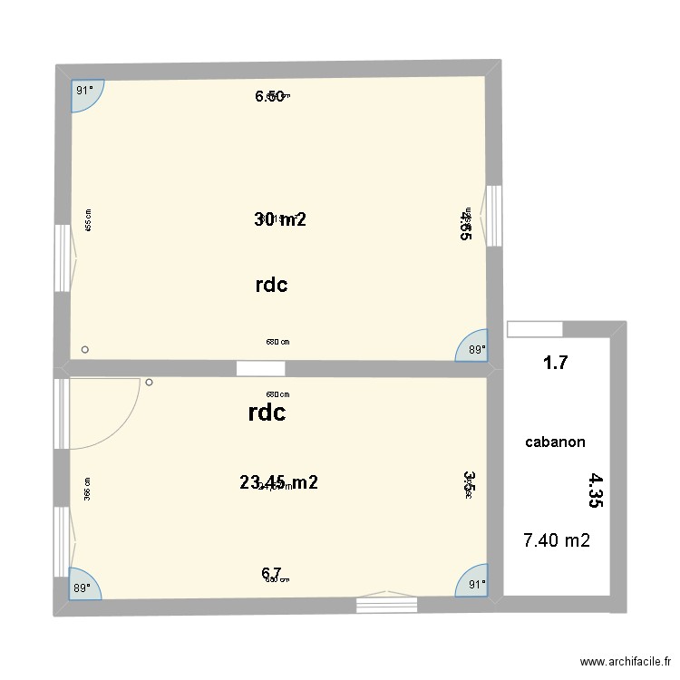 impot. Plan de 2 pièces et 56 m2