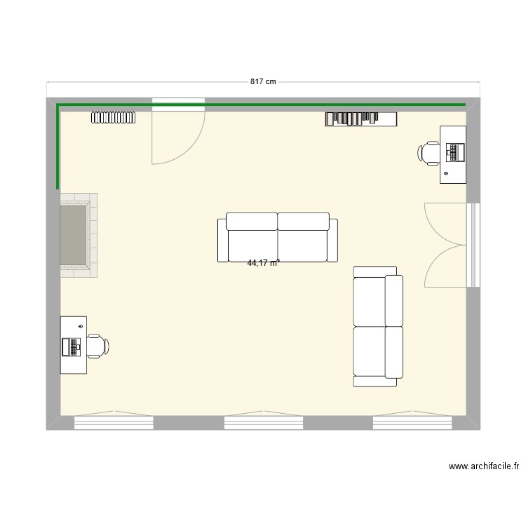 stage 1. Plan de 1 pièce et 44 m2