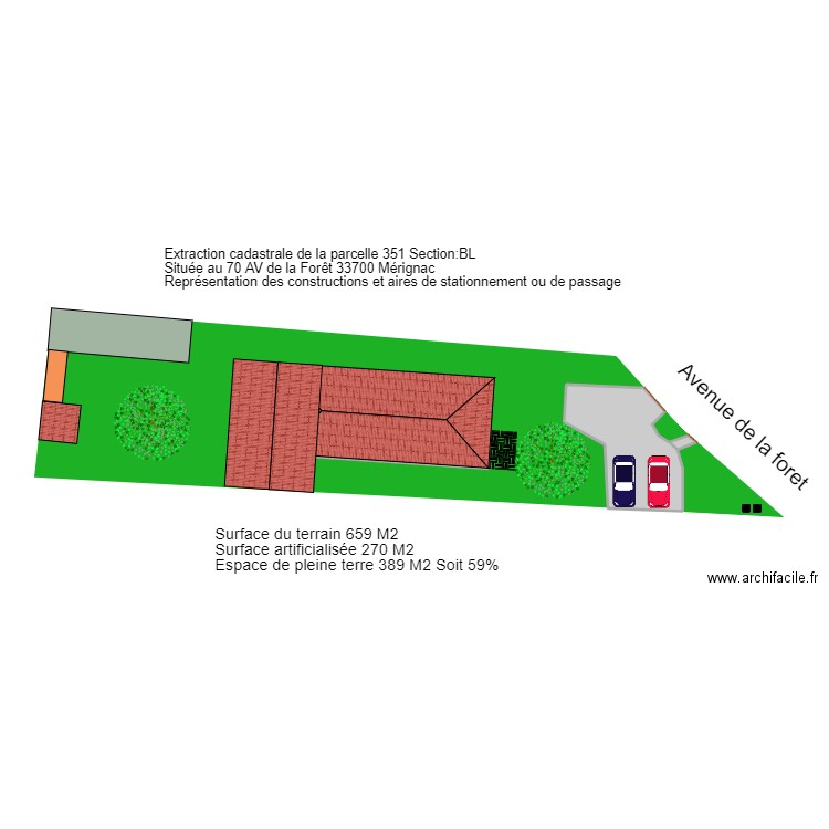 EXTERIEUR. Plan de 3 pièces et 164 m2