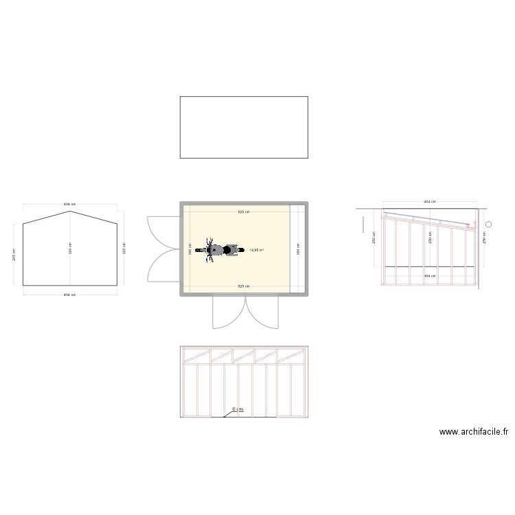 remise. Plan de 1 pièce et 20 m2