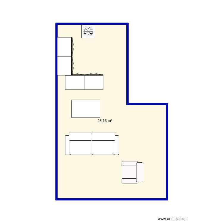 chateau. Plan de 1 pièce et 28 m2