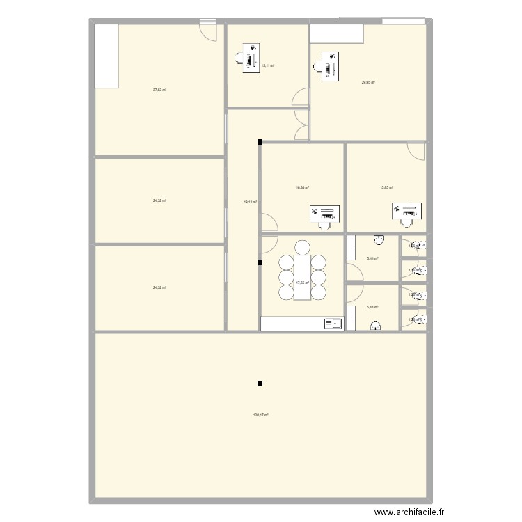 codis vide. Plan de 16 pièces et 336 m2